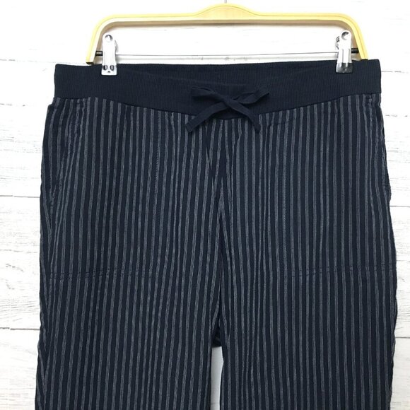 NEW J. Jill Blue & White Striped Straight Leg Pants Elastic Waist Cotton size M - Picture 2 of 9